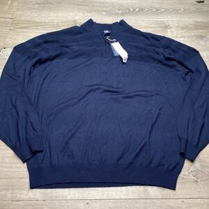 Cutter & Buck Mens XXL Merino Wool Blend‎ Navy Blue Quarter Zip Sweater NWT